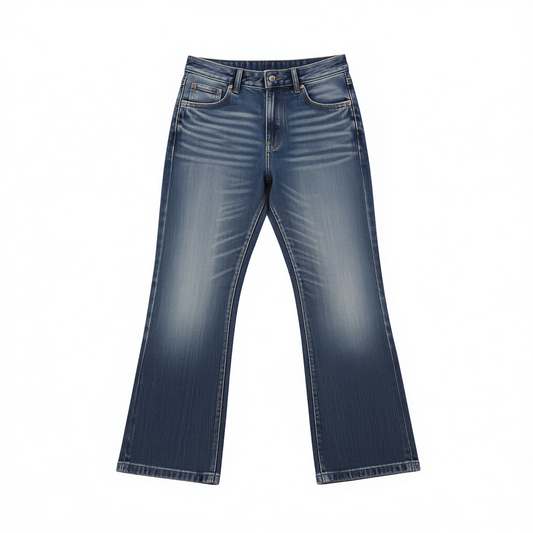 [366]G   SMIIILE Vintage Washed Loose Mid-Low Rise Wide-Leg Jeans for Women, Spring/Summer Side-Button Striped Straight长裤