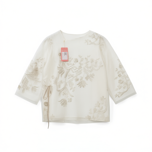 [506]GM   New Chinese-style Floral Print Fashion Two-piece Set for Women - 2025 Summer Collection, Slimming and Relaxed Fit with Epoch Buttons, Includes Shirt and Shorts