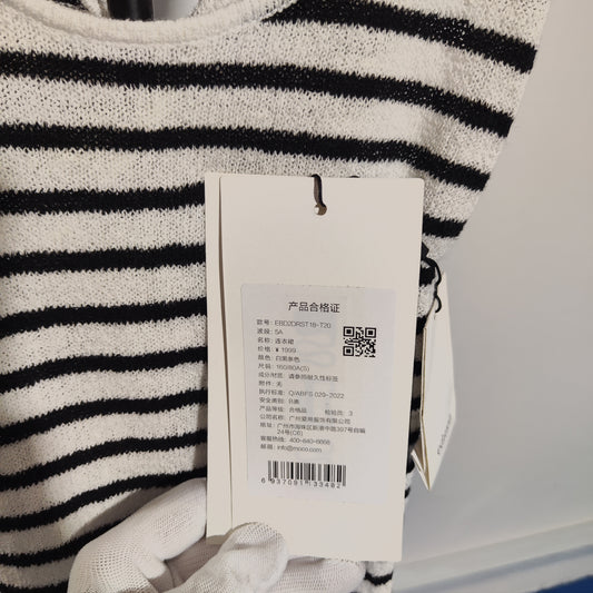 [731] [Carnival Price] Women's Summer New Cross Strap Cotton-Linen Stripe Knit Dress EBD2DRST18