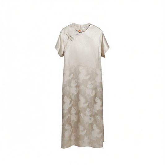 [863]NG     New Chinese-Style Women's Summer Dress with High-End Feel, Slit Maxi Qipao