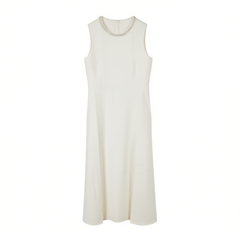 [119]N MandyZhang White Moonlight Beaded Hemline Dress, white dress for girls, elegant engagement white wedding dress