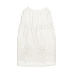 [183]G   [Same as Mall] Sdeer Pastoral Style Elastic Ruffle Print White Skirt S25281107