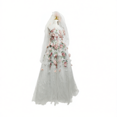 [276]GG   Tube-top Main Wedding Dress for Brides,  Light Entrance Gown for Petite Brides, Runaway Princess Style, Heavy Handcrafted, Premium Pink