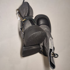 [727]NN British-Style Chunky-Heel Martin Boots