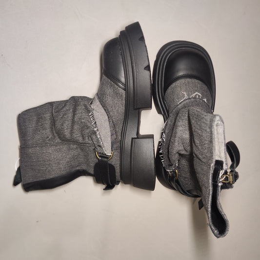 [727]NN British-Style Chunky-Heel Martin Boots