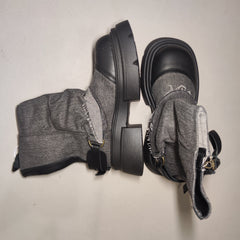 [727]NN British-Style Chunky-Heel Martin Boots