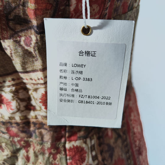 [810]GG       Ramie and Tencel V-Neck Vintage-Inspired Printed Straight Dress for Travel