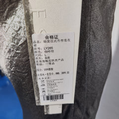 [425]GG    Satin Diagonal Cut French Strap Dress with Acetate Gold Foil Embossed on the Collar and Large Hollow Out Flowing Neckline