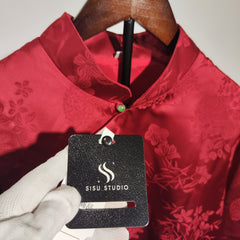 [049]NG      New Chinese Style Toasting Qipao Set for Weddings and Engagements - Long-Sleeve Evening Gown with Sophisticated Elegance, Flattering to All Skin Tones, Loose Fit, Perfect for Return Banquets