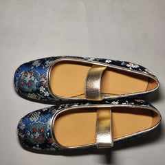 [863]N Chinese-style Embroidered Square-toe Slip-on Shoes