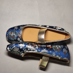 [863]N Chinese-style Embroidered Square-toe Slip-on Shoes
