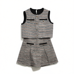 [740]G    [In Stock] M Brand Shenzhen Nanyou High-end Women's Fashion French Tweed Vest + Dress Set