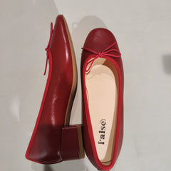 [767]G    L'aise丨Suede Mirage Italian Imported Sheepskin Red Mid-Heel Ballet Flats for Women