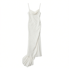 [631]G    Sanya vestido de viagem para férias à beira-mar, branco, super leve, estilo fada, vestido de casamento sexy, suspensórios, cauda de peixe