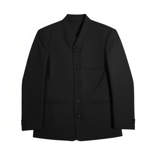 [147] TWOWUS Original Black Irregular Collar Chinese Style Suit Stand-Collar Zhongshan Jacket Men's Loose Casual Outerwear