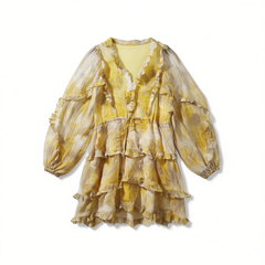 [600]N Floral Print Dress for Women, High-End Slimming Tiered Skirt, Super Fairy Short Dress
