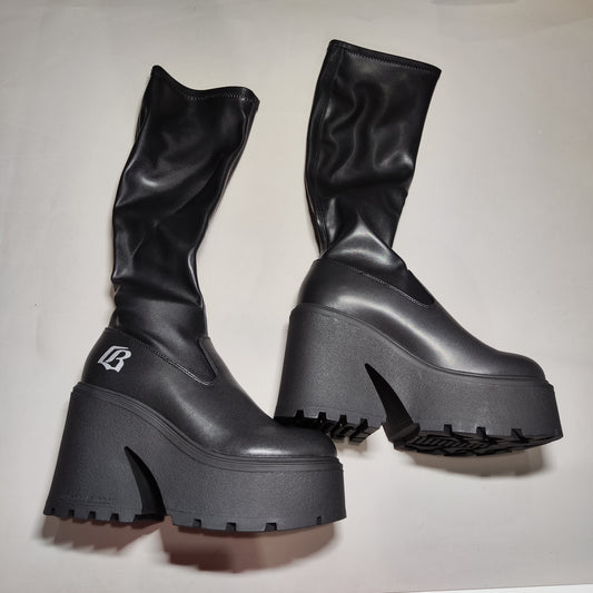 [589]GM   New Thick-Heeled Slimming Stretch Fashion Tall Boots 2.0 Upgraded Version