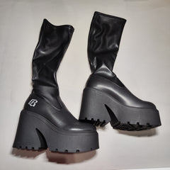 [589]G    UnicornBlood New Thick-Heeled Slimming Stretch Fashion Tall Boots 2.0 Upgraded Version