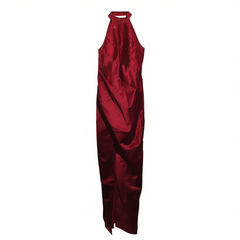 [550] Vintage modified new Chinese style halter qipo with side zip and fishtail slit, evening dress for brides on wedding, engagement, and toast occasions
