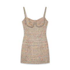 [825] HEIDD French SP*24 Spring/Summer Rhinestone-Trimmed Sequin Tweed Mini Slip Dress【CNY】