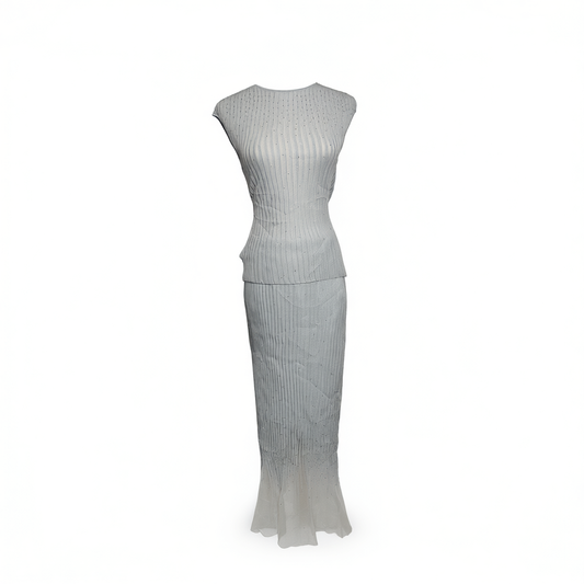 [863]GG     Stunning Summer Set: Sleeveless Knit Top + Gradient Fish-Tail Skirt