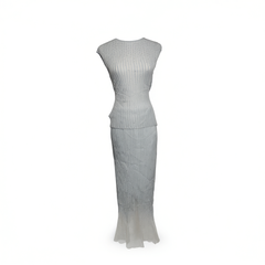 [863]G   Feng Xinying's Stunning Summer Set: Sleeveless Knit Top + Gradient Fish-Tail Skirt