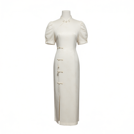 [083]GM   New Chinese Style Modified Qipao Summer New Women's White Elegant High-end National Style Dress