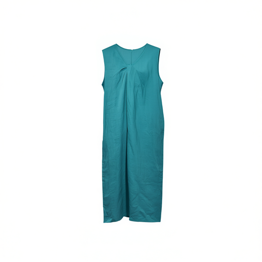 [589]NN Linen Blue Danube Knot Loose Dress