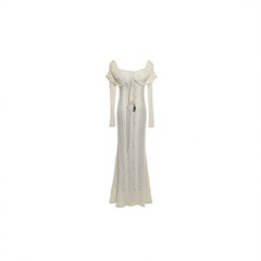[770]G   Elegant off-shoulder lace long-sleeve slim-fit mermaid dress, inspired by HOUSE, perfect for annual parties