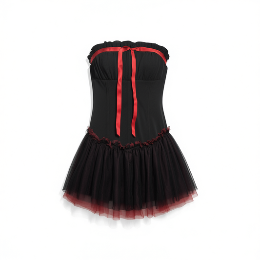 [743]GG     Hot Girl Strap Dress Birthday Slim Puff Ball