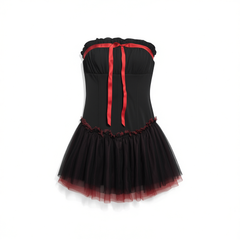 [743] VOCK Tea Ceremony Rose Rock Design Buttercks Hot Girl Strap Dress Birthday Slim Puff Ball