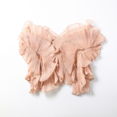 [839]G    ACHI DAYECHI Pure Desire Style White Off-Shoulder Crop Top for Women, Featuring Built-in Chest Pads, Chiffon Fabric, and Petal-Inspired Splicing
