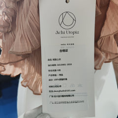 [839]G    ACHI DAYECHI Pure Desire Style White Off-Shoulder Crop Top for Women, Featuring Built-in Chest Pads, Chiffon Fabric, and Petal-Inspired Splicing