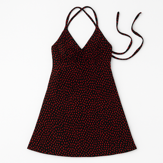 [385]GS   Reformation Sleeveless Vintage French Strapless Cross-Back Dress for Women Floral Print High-End Tailored Waist