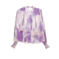 [020]G    French-style Design Light Luxury Printed Silk Blouse for Women Niche Unique Mulberry Silk Top