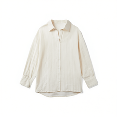 [494]N Meiyang MEIYANG Rain-Loom Linen Shirt Forest-Style Holiday Full Linen Hollow-Embroidered Long-Sleeve Shirt - Wednesday