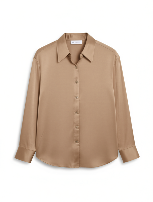 [310]N OHCRUSHY Elegant Commuter Rose Pink Silk Blouse for Women Spring Design High-end Long Sleeved Shirt