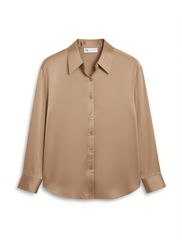 [310]N OHCRUSHY Elegant Commuter Rose Pink Silk Blouse for Women Spring Design High-end Long Sleeved Shirt