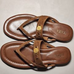 [056]NM  Women's Retro Flat Thong Sandals - Old Money Style for Outdoor Wear