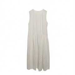 [705]G    Du Shang Zhi Zao 11-count Pure Linen Enzyme-washed Soft, Dry, Breathable A-line Sleeveless Midi Dress for Women Lightweight Summer Style