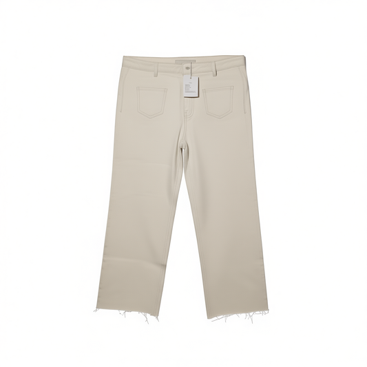 [178]GM   "Timeless Simplicity Classic White High-Waisted Wide-Leg Jeans Cropped Pants