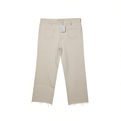 [178]G   Lowey "Timeless Simplicity Classic White High-Waisted Wide-Leg Jeans Cropped Pants