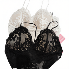 [280]N Victoria French-style open-back women's underwear, large chest slimming wireless lace tank top bra
