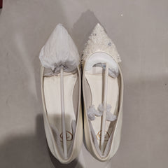 [735]N Monobabie Wedding Shoes for Women, White Bride's Dress High Heels with Crystal Details, Open-Toe Style