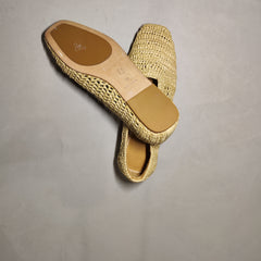 [230]NM  Rattan Grass Comfortable Soft Shallow Mouth Woven Hollow Out Flat Versatile Single Shoes Women's Grandpa Style Holiday Style
