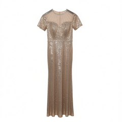 [573]G   [Mega Sale] 2025 New Women's Evening Gown - Premium Rose Gold Mermaid Sequin Dress with Heavy Embellishments for Hosts and Elegant Occasions