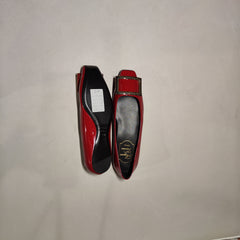 [725]GG    Flat Patent Leather Square Toe Fashion Retro Ballet Wedding Shoes with Metal Buckle Low Cut
