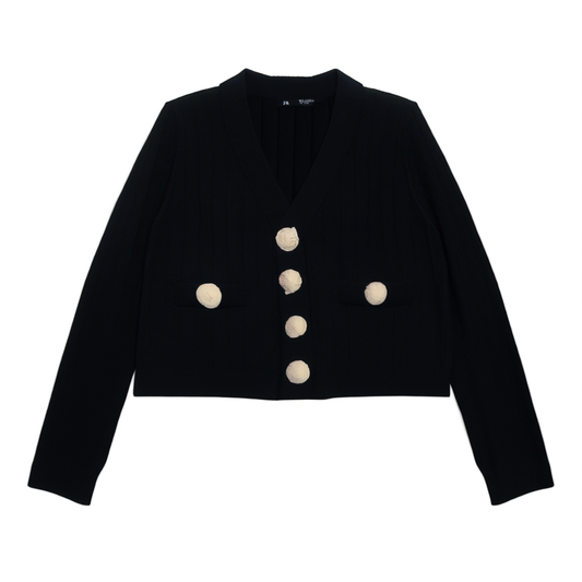 [106]GM    Gold-Button Commuter Slim-Fit Minimalist Knit Cardigan Top