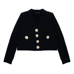 [106]GM    Gold-Button Commuter Slim-Fit Minimalist Knit Cardigan Top