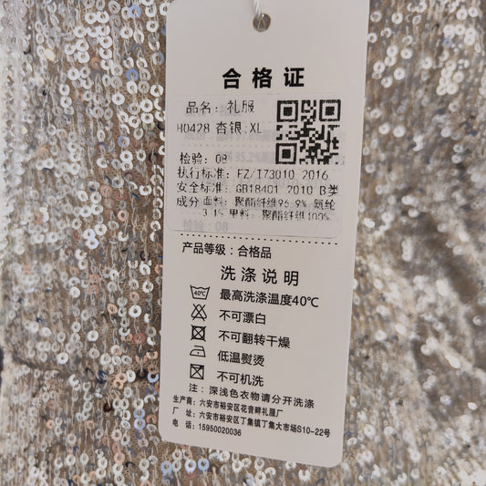 [331]NG     Exquisite Heavy-Duty Silver Evening Gown for Women High-End Sense Host Banquet Temperament One-Shoulder Sexy Mermaid Dress